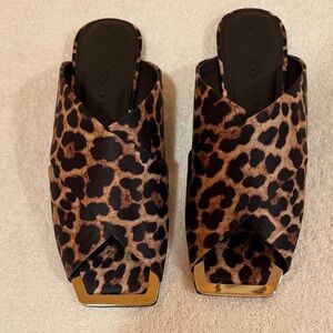 Katy Perry Collections Animal Print Mules with Metallic Accents